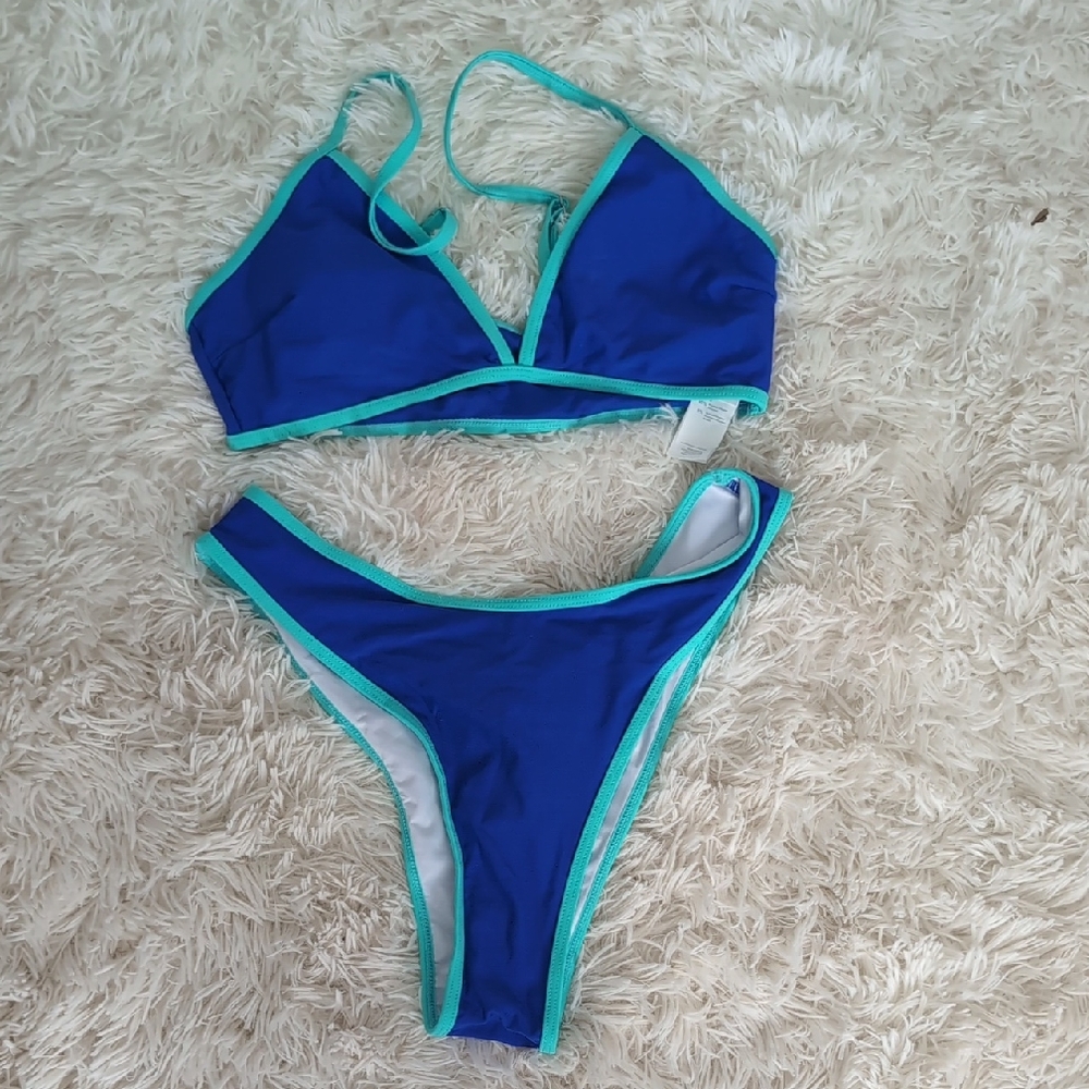 NWT Cupshe Blue and Teal Bikini Set